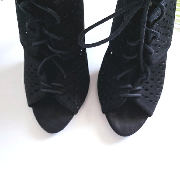 Zara High Heels Sandals Cage Lace Up Strappy Heeled Shoes Black 6.5 - Picture 7 of 8